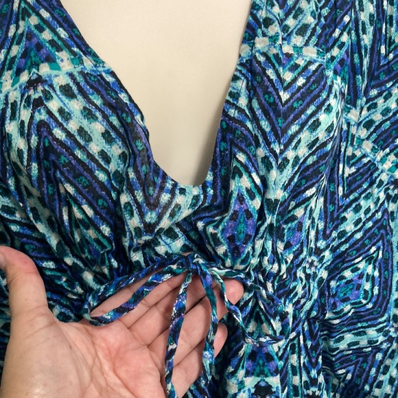 ECHO Cover up Geometric V Neck Teal Green Purple One Size Fits Most - Picture 5 of 13
